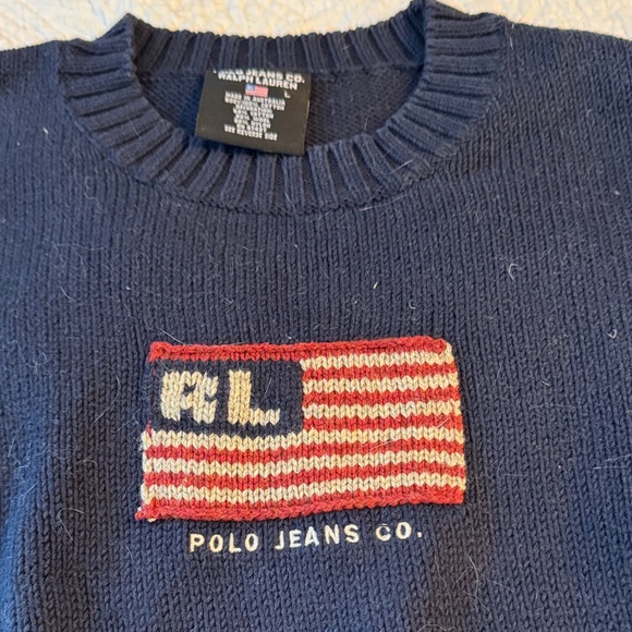 Polo Ralph Lauren Navy Crewneck Flag Sweater - Picture 2 of 3